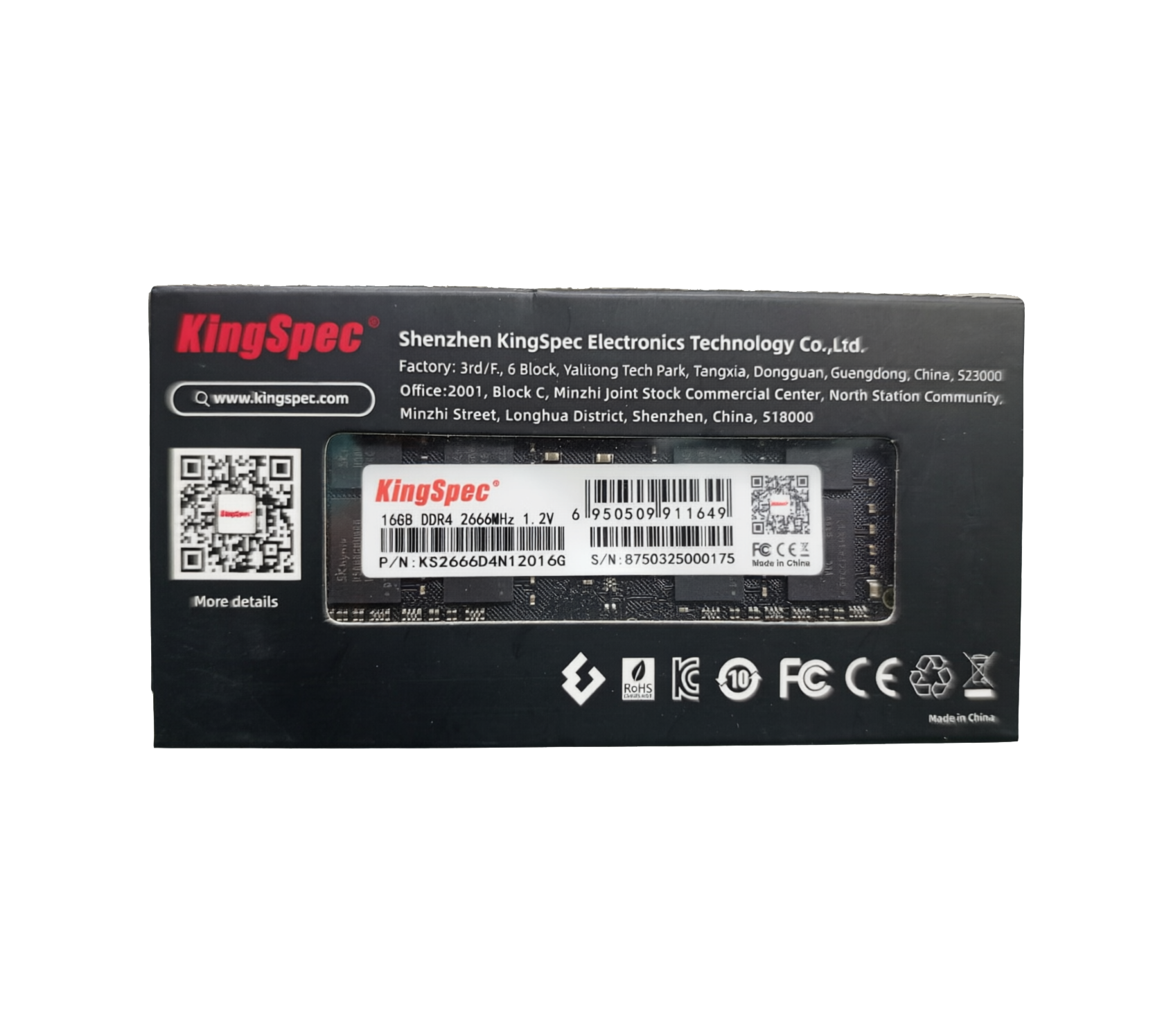 KingSpec 16GB DDR4 2666MHz Laptop Memory Module (1.2V)