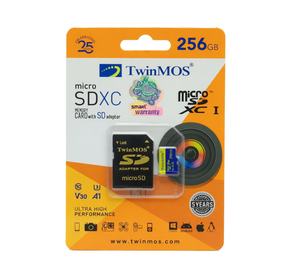 TwinMOS 256GB microSDXC UHS-I Memory Card with SD Adapter
