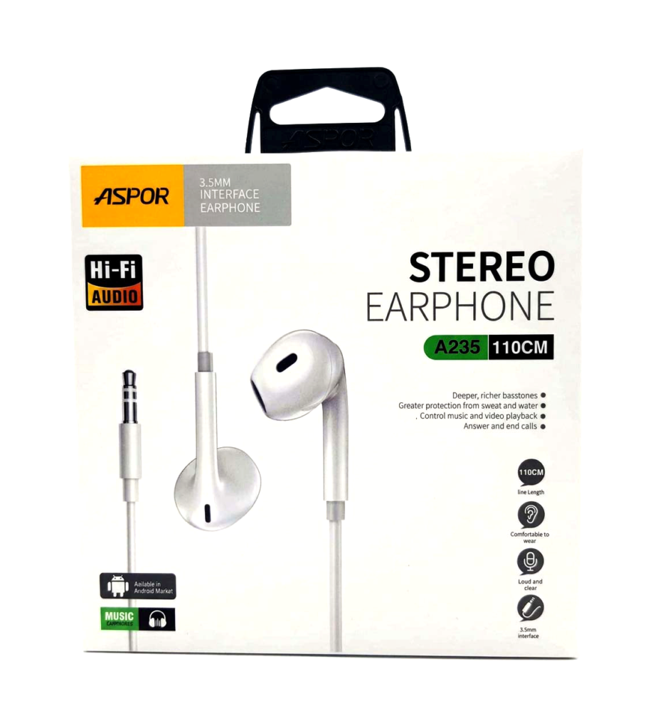 ASPOR A235 3.5mm Wired Stereo Earphones