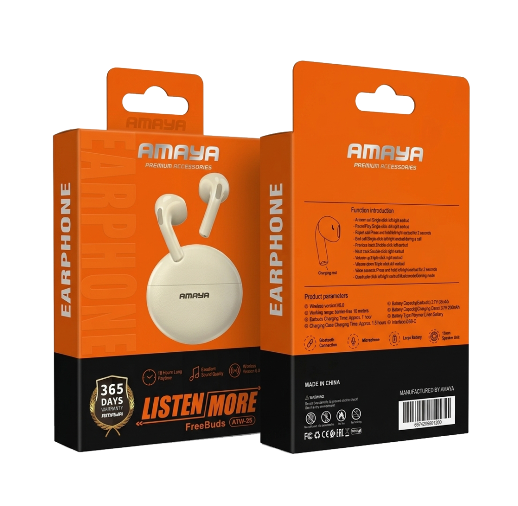 Amaya FreeBuds (ATW-25) Wireless Earbuds – White