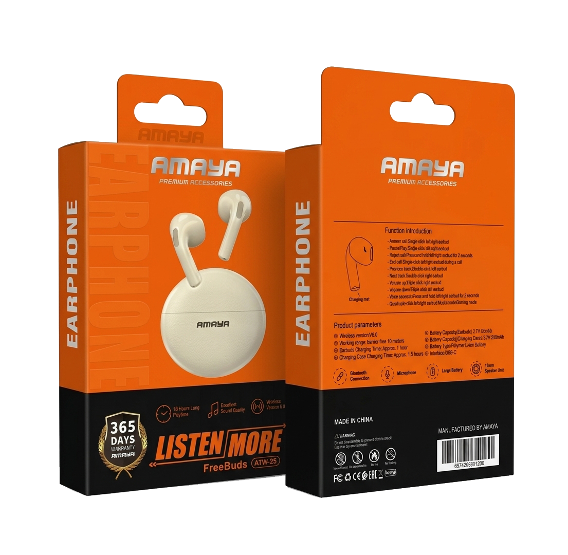 Amaya FreeBuds (ATW-25) Wireless Earbuds – White