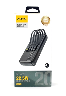 ASPOR A301 PD 22.5W Power Bank (20000mAh) with Built-in Cables
