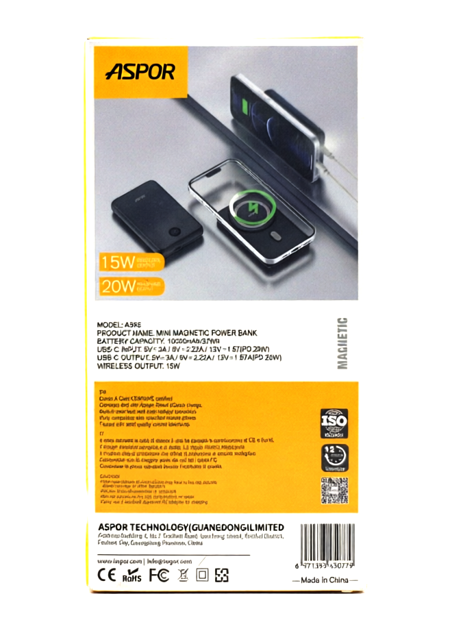 ASPOR A385 Mini Magnetic Wireless Power Bank (10000mAh) - Image 2