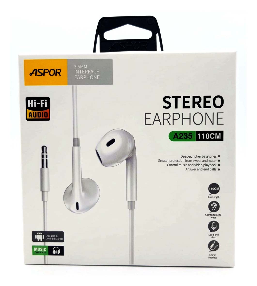 ASPOR A235 3.5mm Wired Stereo Earphones - Image 2